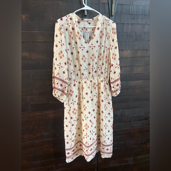 Stetson GAUCHO HERRINGBONE DRESS Size Medium Cream Pink Worn Once - Picture 6 of 9